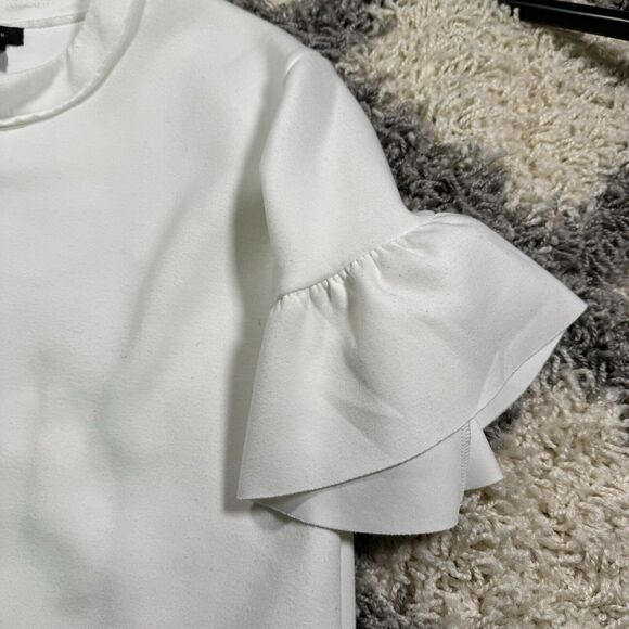 HALOGEN Women’s White Ruffle Short Sleeve Shirt Size Medium - Picture 2 of 7